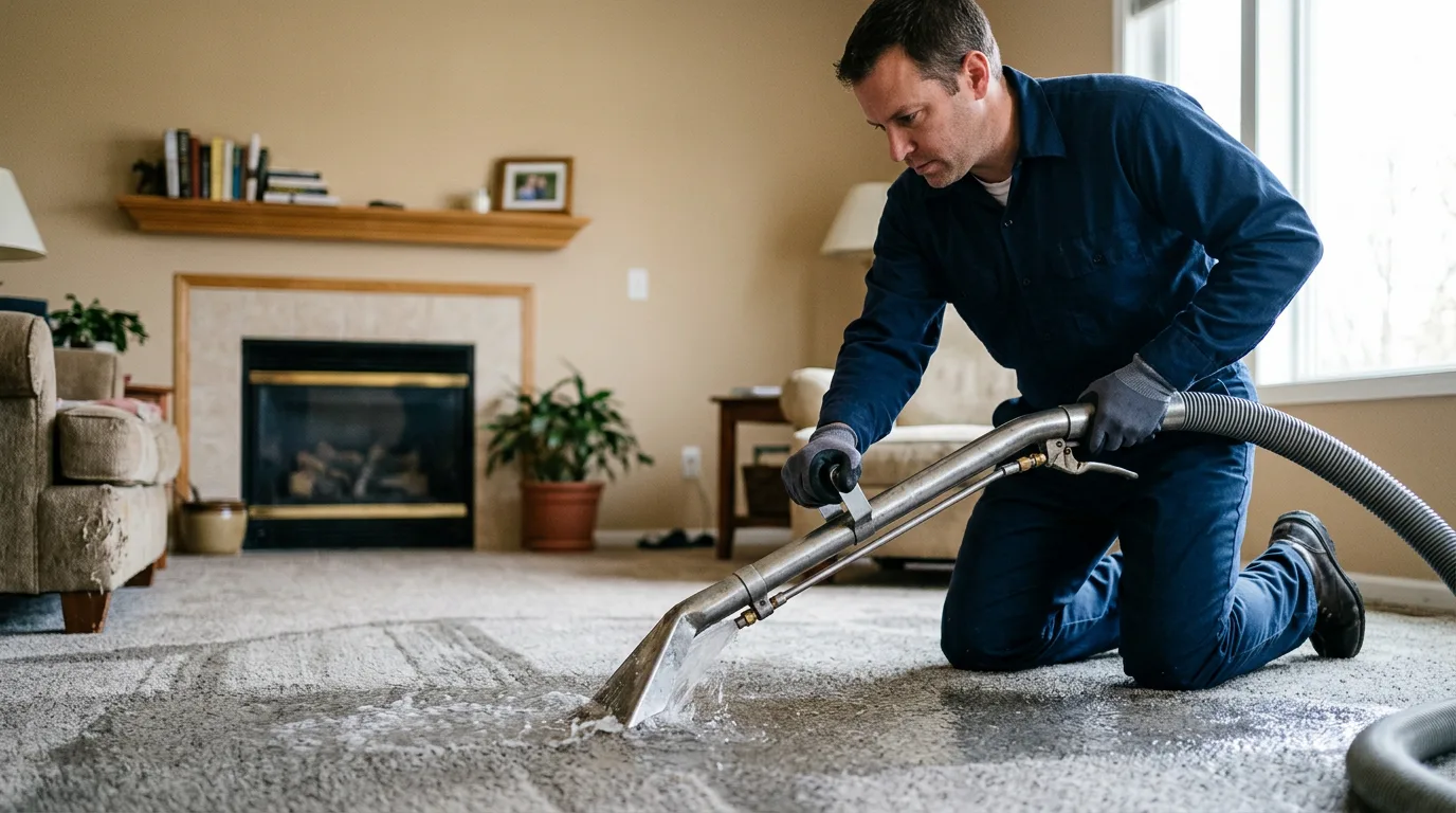 Water damage restoration technician working near Jefferson, MA
